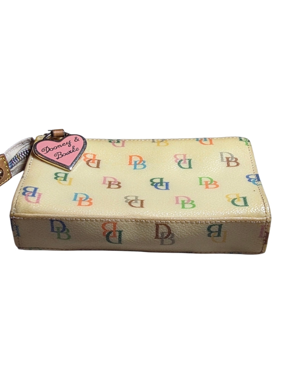 Vintage Dooney & Bourke Yellow Rainbow Monogram Pouch Wristlet Y2K - Picture 11 of 11